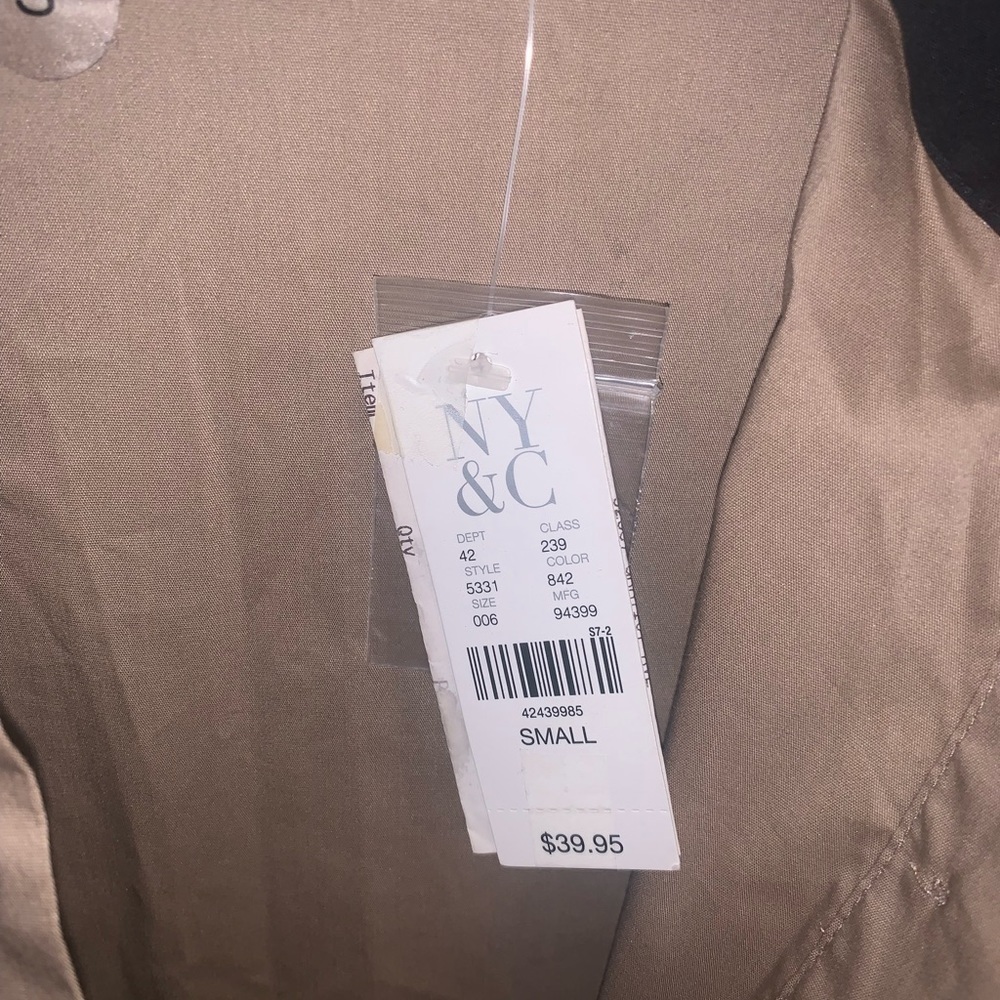 New York and Company tan long sleeve button down shirt - Picture 4 of 11
